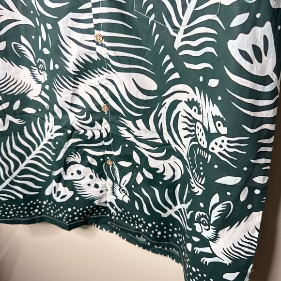 NEW Boozelele Men's Predator Tiger Print 100% Cotton Cuban Collar Shirt  Size XL - Picture 4 of 9